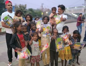 Diwali Annadan with Water Bottle
